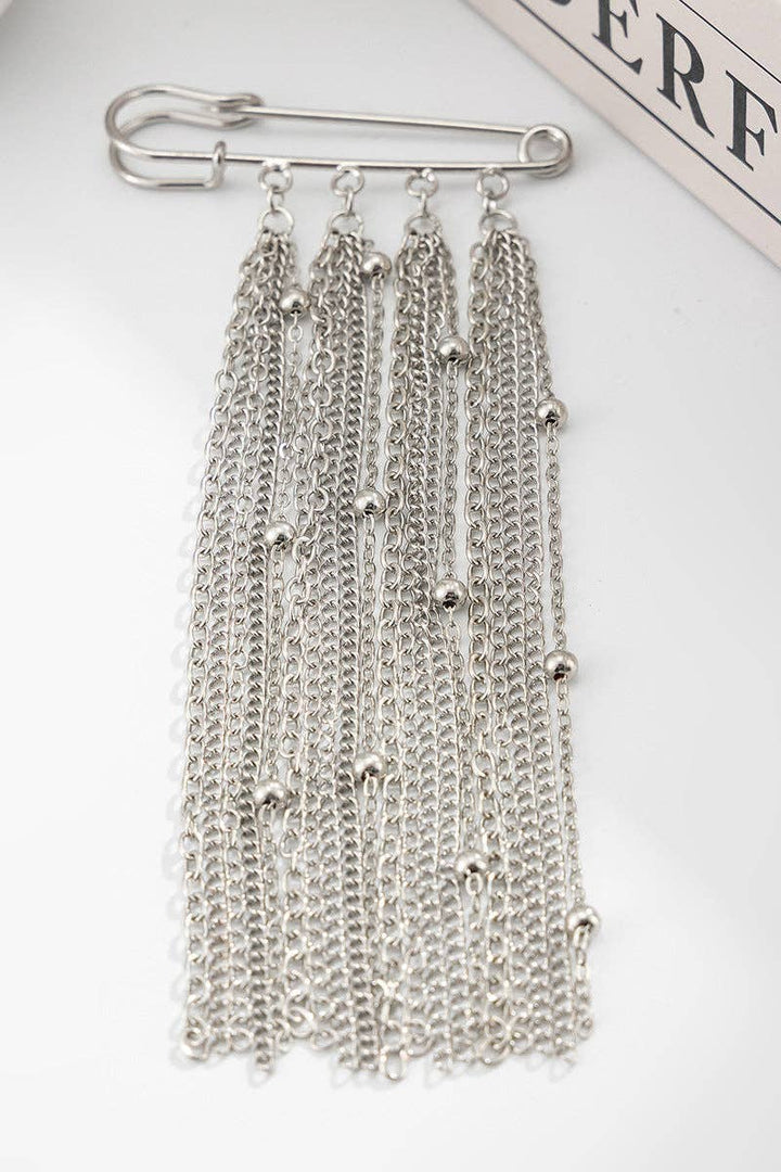 Star Fringe Safety Pin Brooch Accessory
