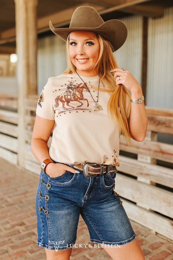 Mid Wash Buckle Detail Double Pocket High Rise Shorts