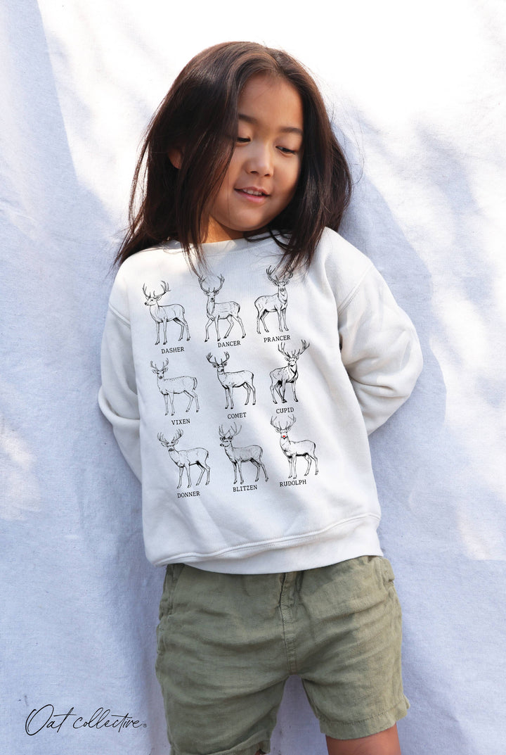 SANTA'S REINDEER Toddler Graphic Sweatshirt: HEATHER FOREST / 2T