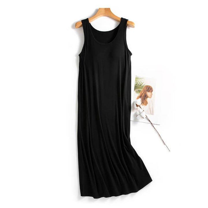 Daily built-in bra tank dress lounge sleeveless dress: LightPink
