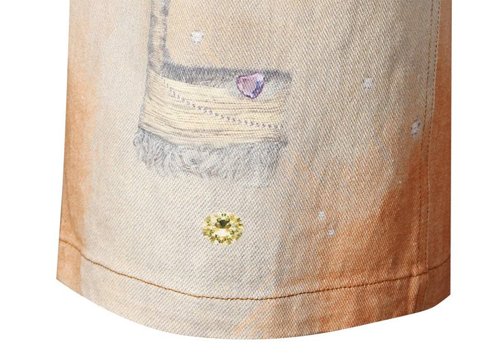 PT28 Retro Chain Print Loose Wide-Leg Dopamine Jeans: Color as pictures / English / M