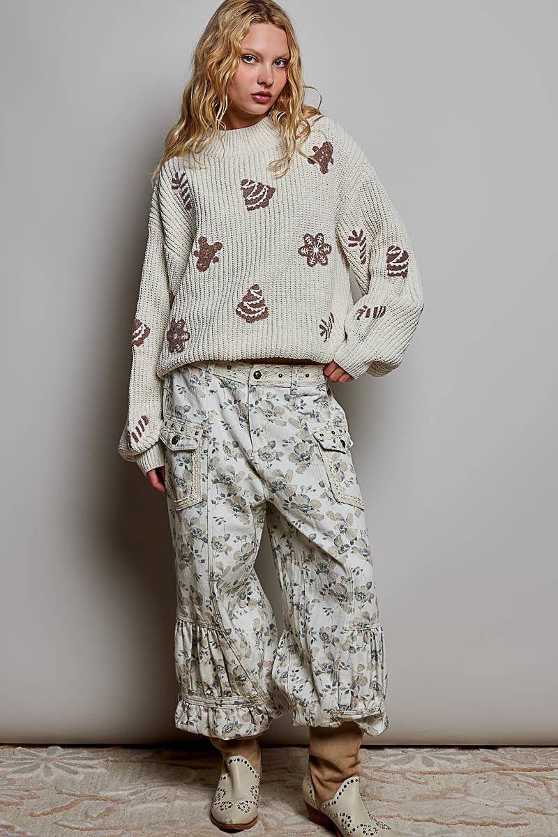 Christmas-Inspired Cozy Chenille Sweater Cropped Fit Top