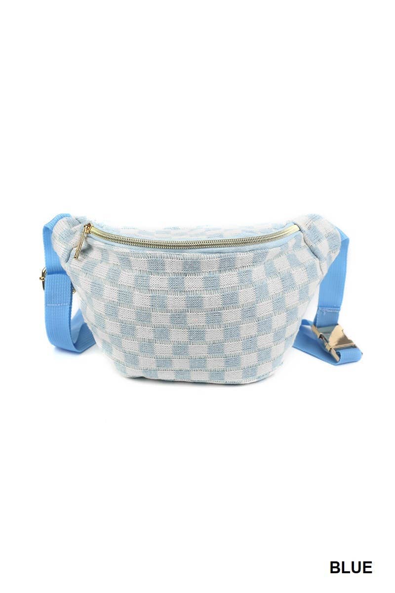 Checkered Waist Crossbody Sling Bag: MOCHA