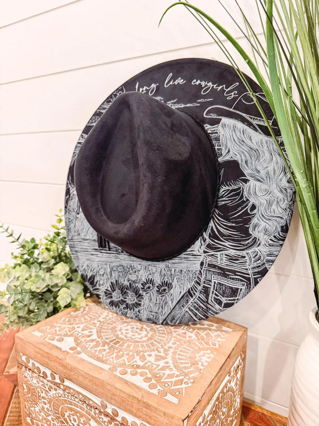 Floral Print Hat: Khaki