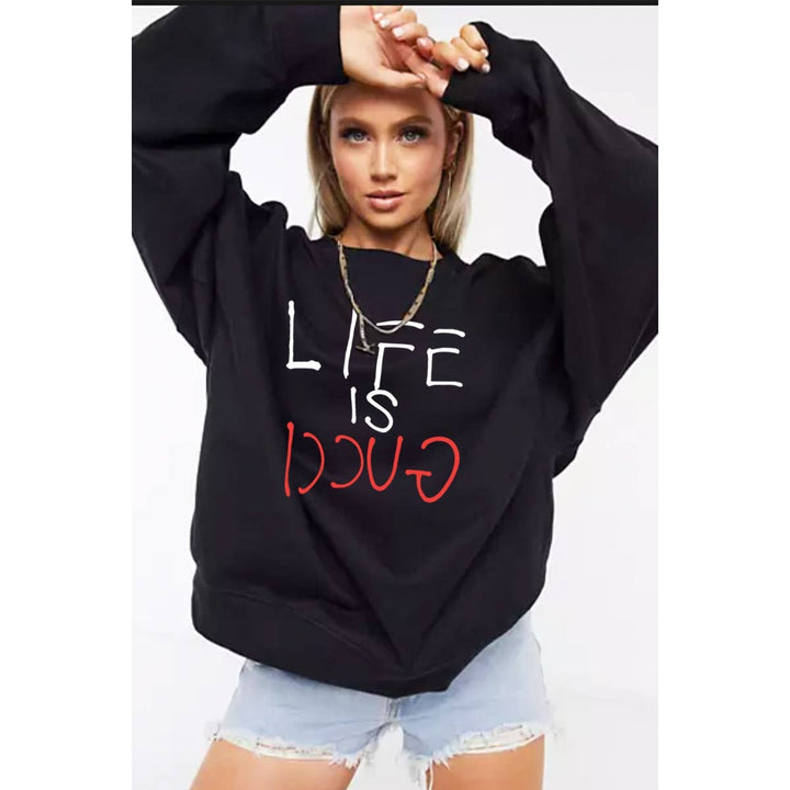 FASHION GRAPHIC SWEATHERSHIRT: WHITE / M