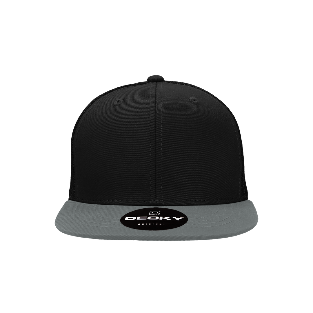 Decky 5010 - Kids Youth Trucker Hat, Flat Bill Snapback - 50: Black