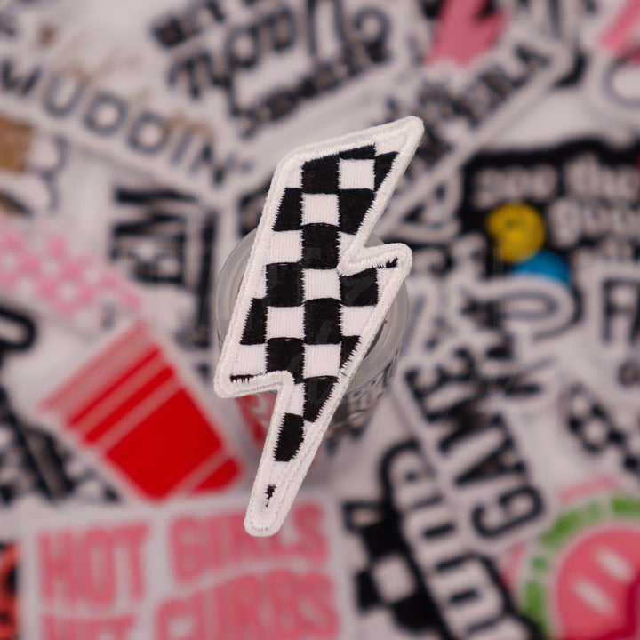 CHECKER LIGHTNING BOLT patch: BLACK