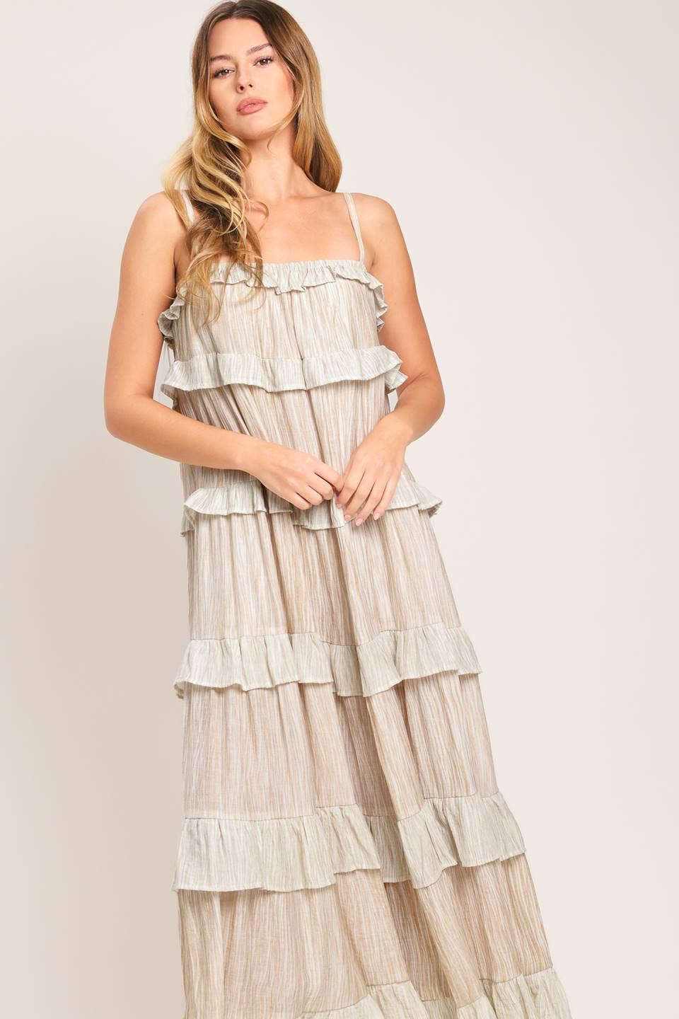 A textured woven midi dress