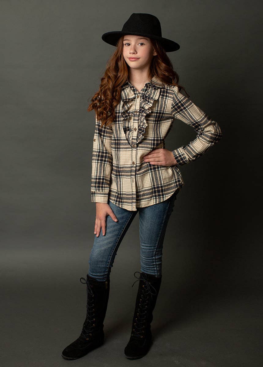 Kendall Top in Neutral Plaid