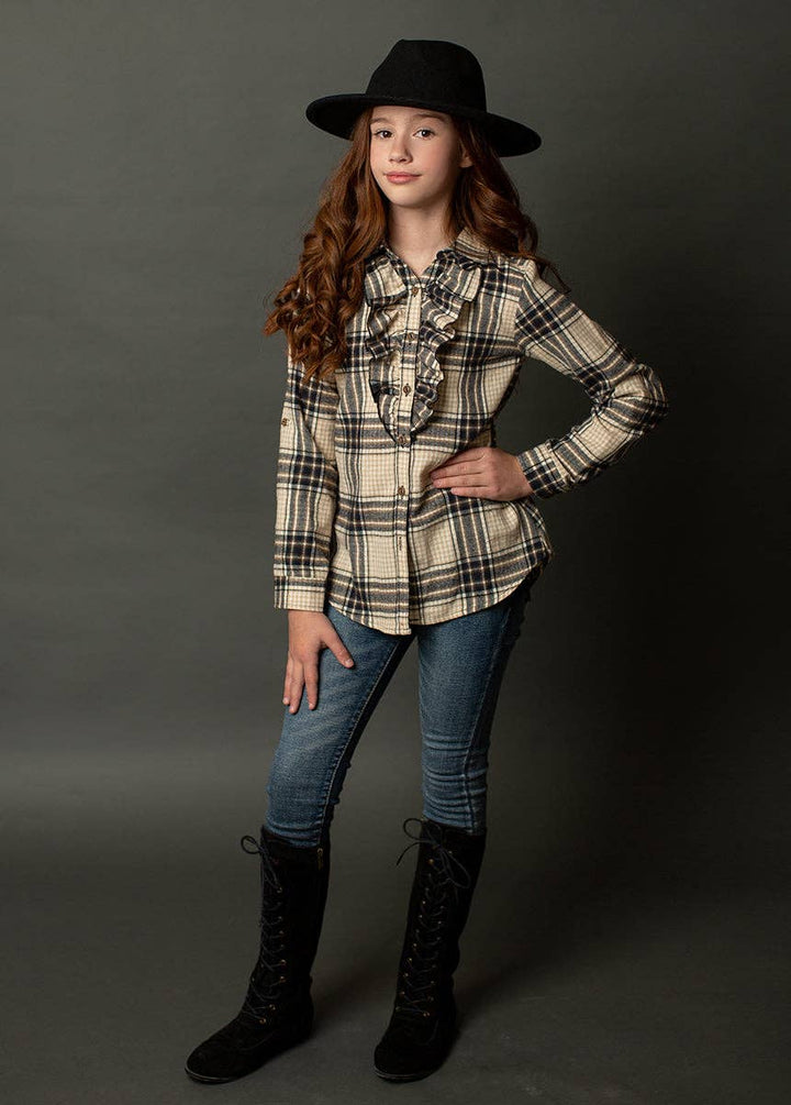 Kendall Top in Neutral Plaid