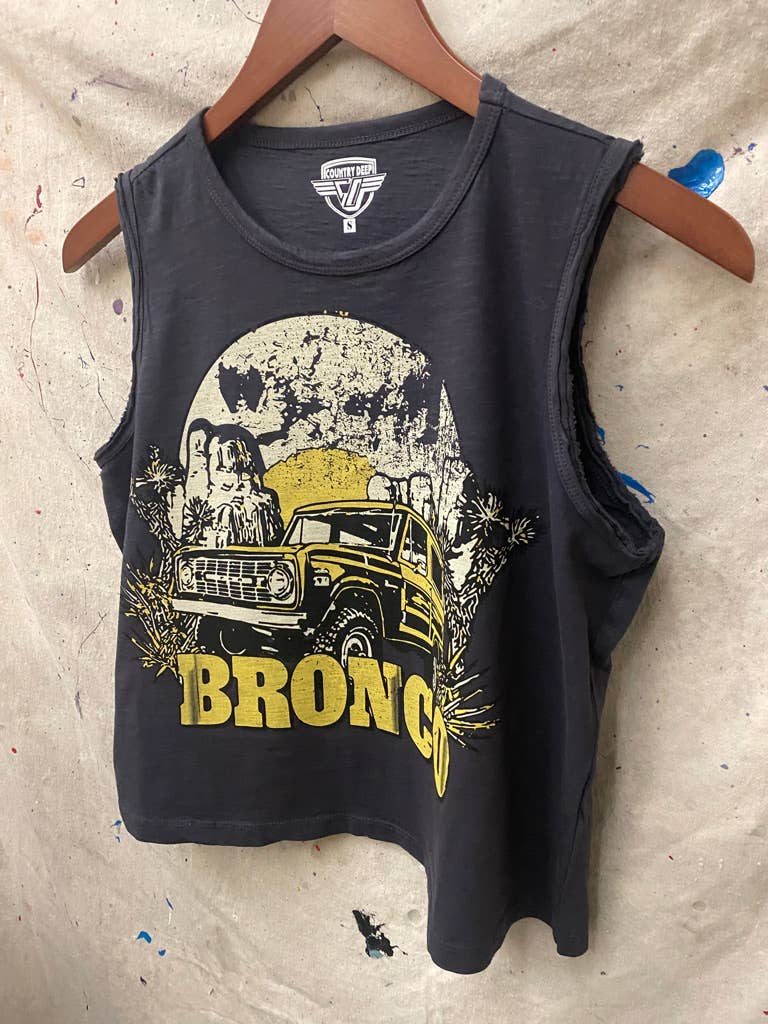 Bronco vintage Muscle Crop Tee: Vintage Black