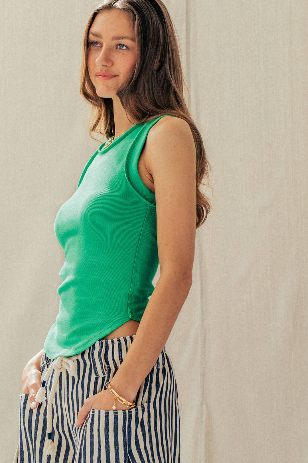 Ribbed Slim Fit Sleeveless Tank Top