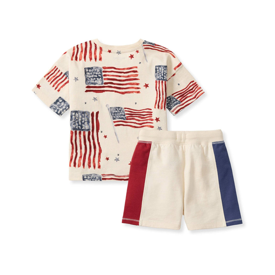 American Flag Boys Tee & Shorts Set