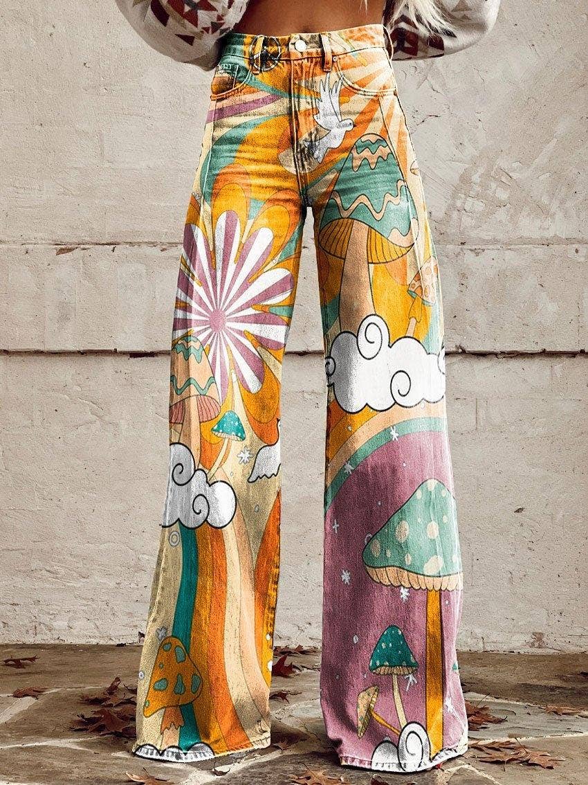 Bronc Rider Women's Wide Leg 3D Heat Transfer Printing Long Pants: 9 / S