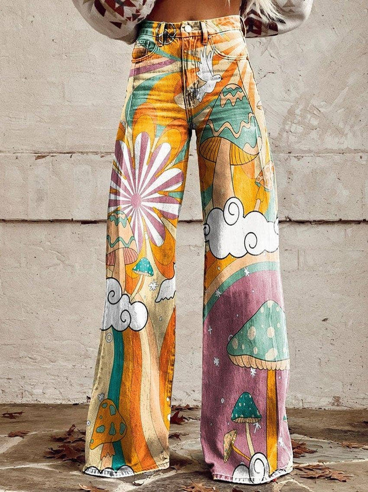 Bronc Rider Women's Wide Leg 3D Heat Transfer Printing Long Pants: 9 / S