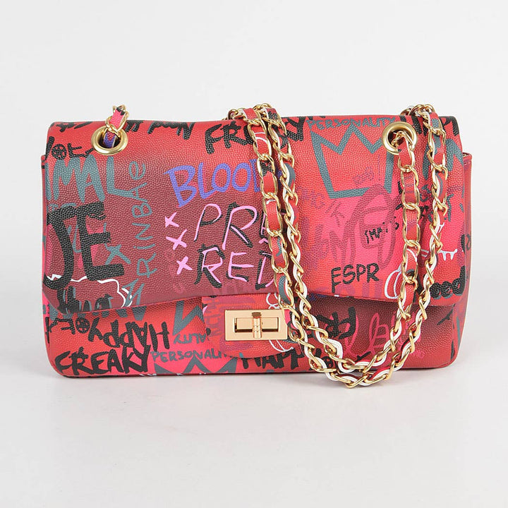 Graffiti Gradiating Clutch: Burgundy