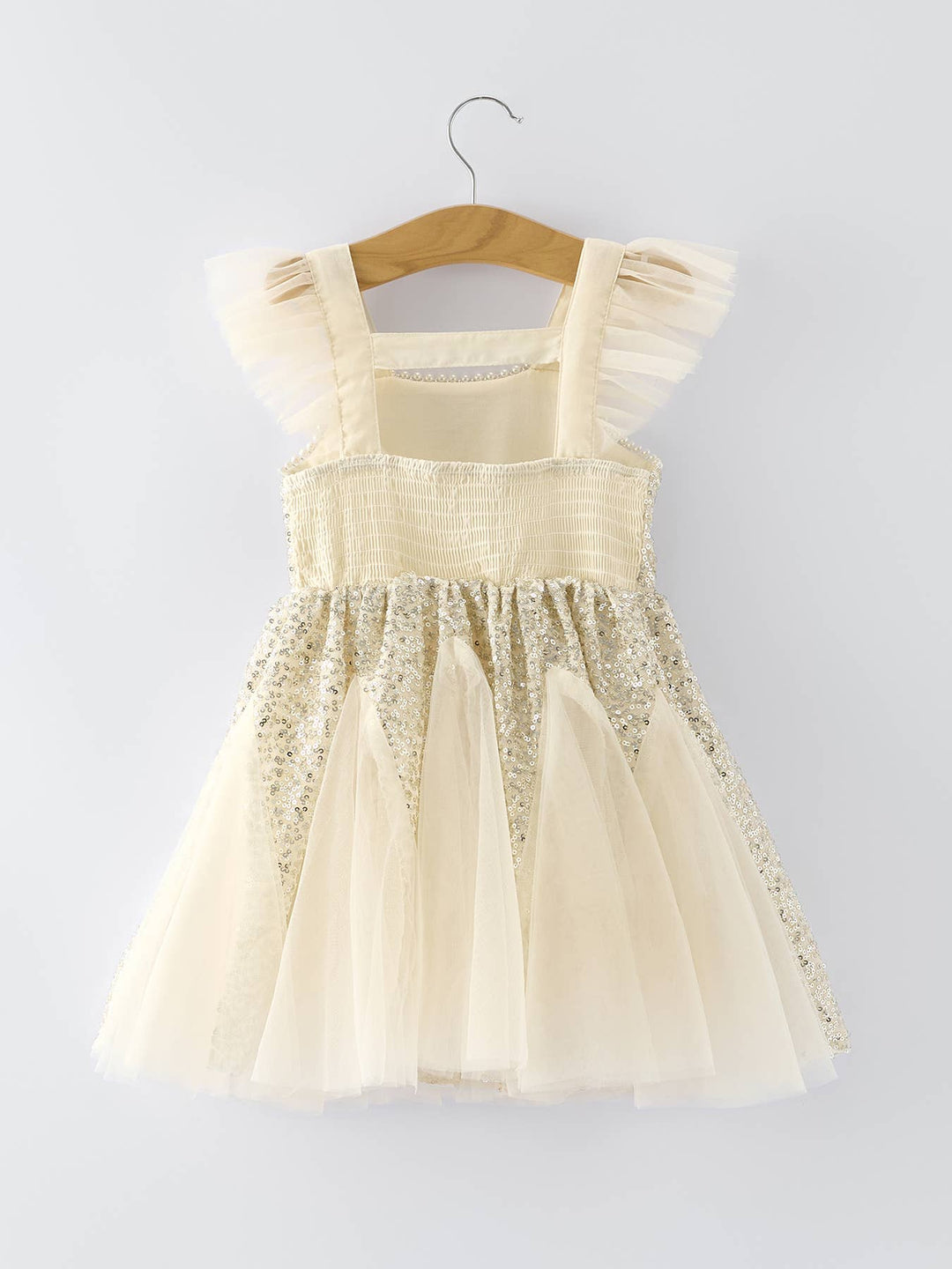 Sparkly Champagne Layered Party Girls Dress with Bag