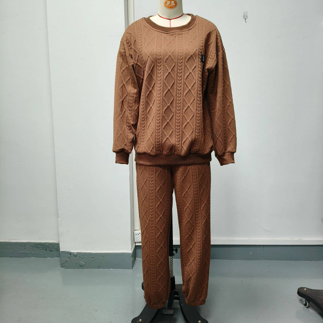 Cozy Cable Knit Lounge Set Women Soft Warm Two Piece Outfit