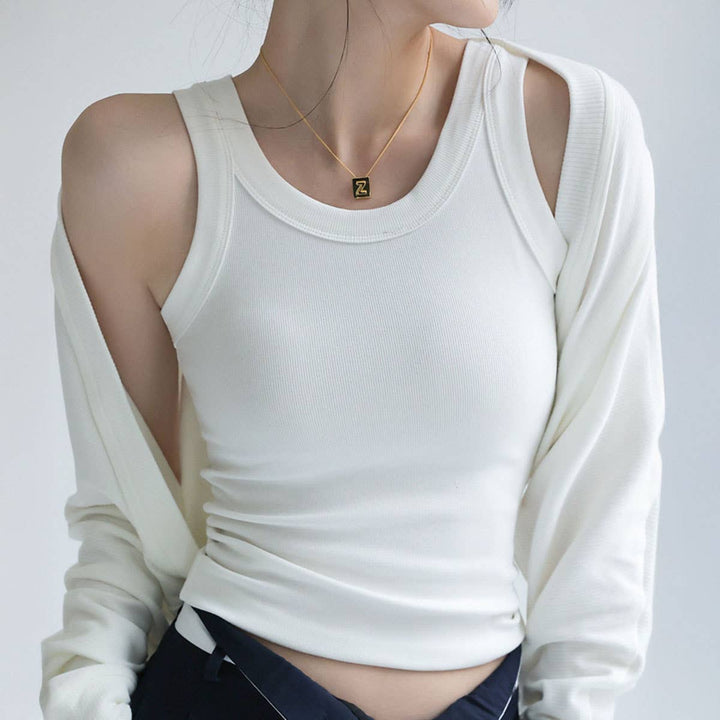Ribbed Camisole Tank Tops With Built In Bra