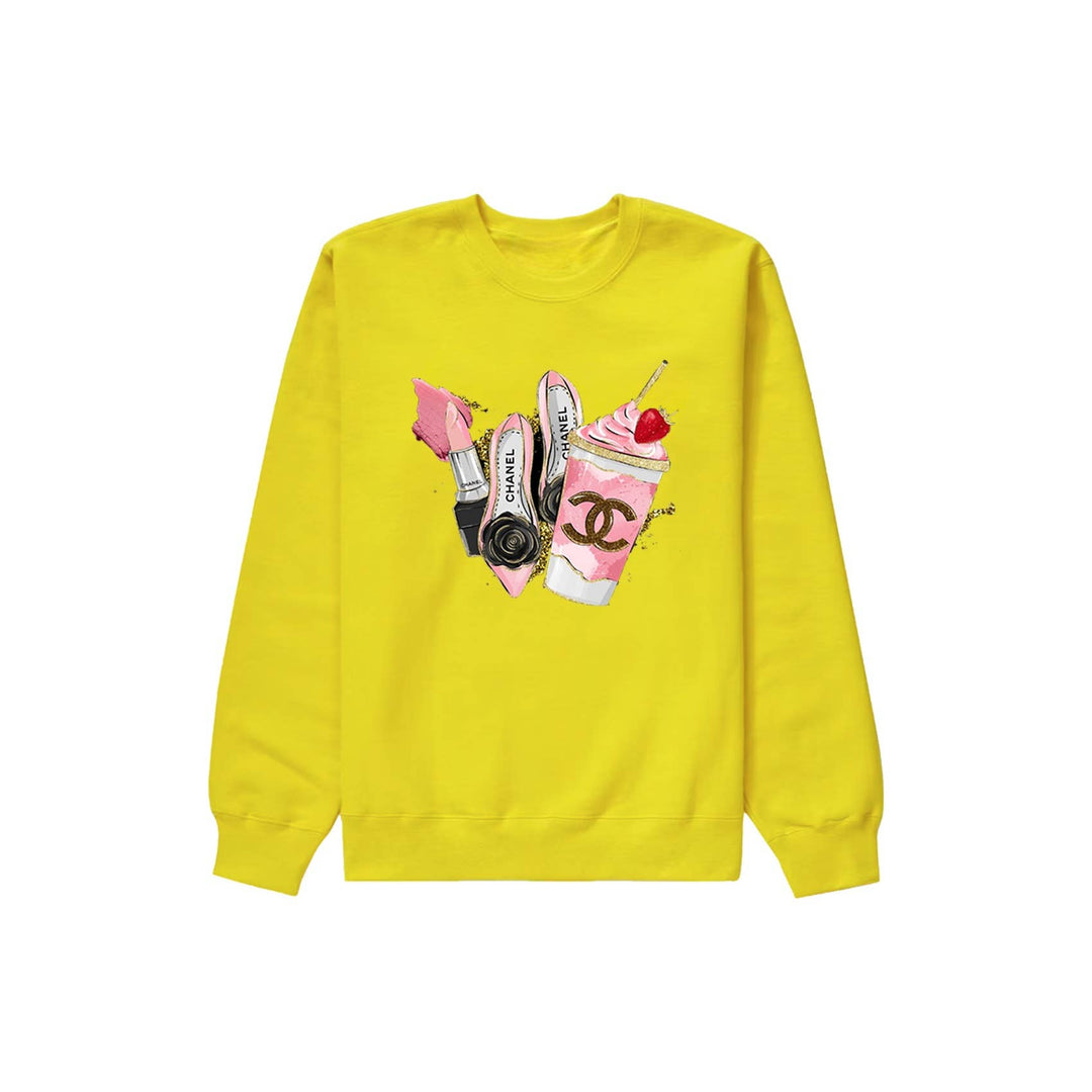 HUC-L4643 FASHION SHOSE GRAPHIC SWEATSHIRT: BLACK / S