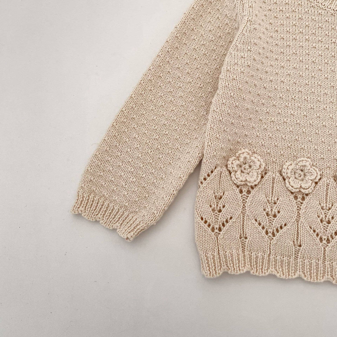 Baby Floral Knit Sweater with Ruffle Hem