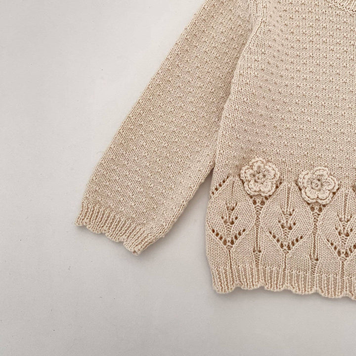 Baby Floral Knit Sweater with Ruffle Hem