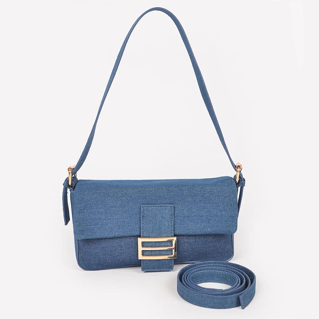 Women's Denim Metal Buckle Clutch Bag: LBL
