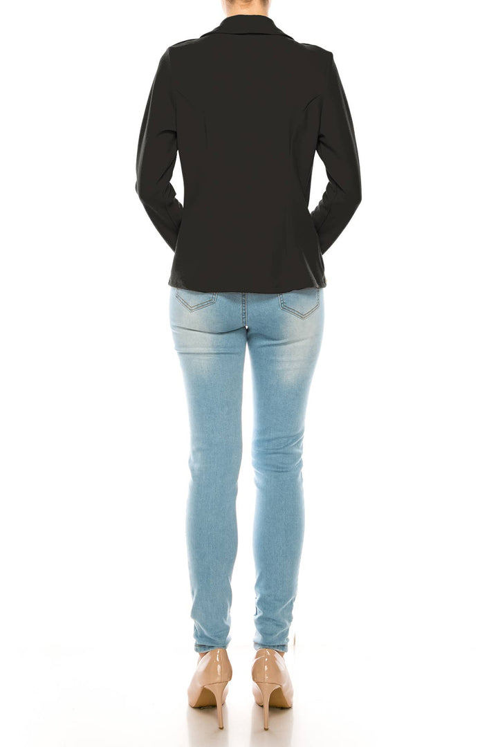Women's Casual Office Work Long Sleeve Open Front Blazer: White / Small
