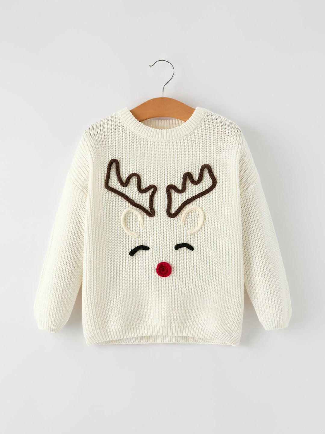 Christmas Girls White Elk Pullover Sweater: 18M