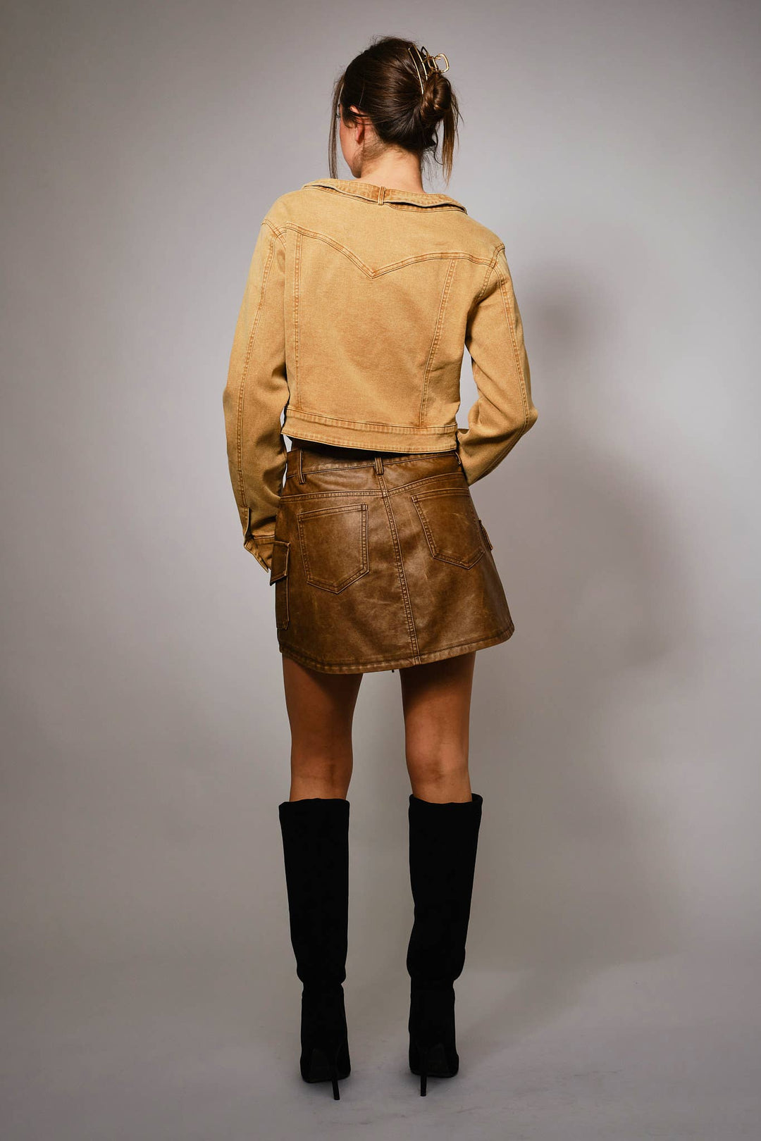 52151J Western Buckle Denim Jacket: WASHED CAMEL / S-M-L (2-2-2)