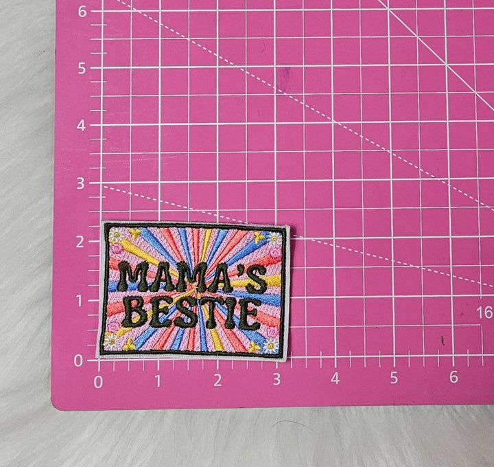 Retro Mama Floral Patch, Mama's Bestie Patch, Mommy and Me Embroidery On Patches: MAMA