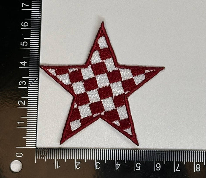 Checkered Star patch, game day patch, dance, cheer patch: Black