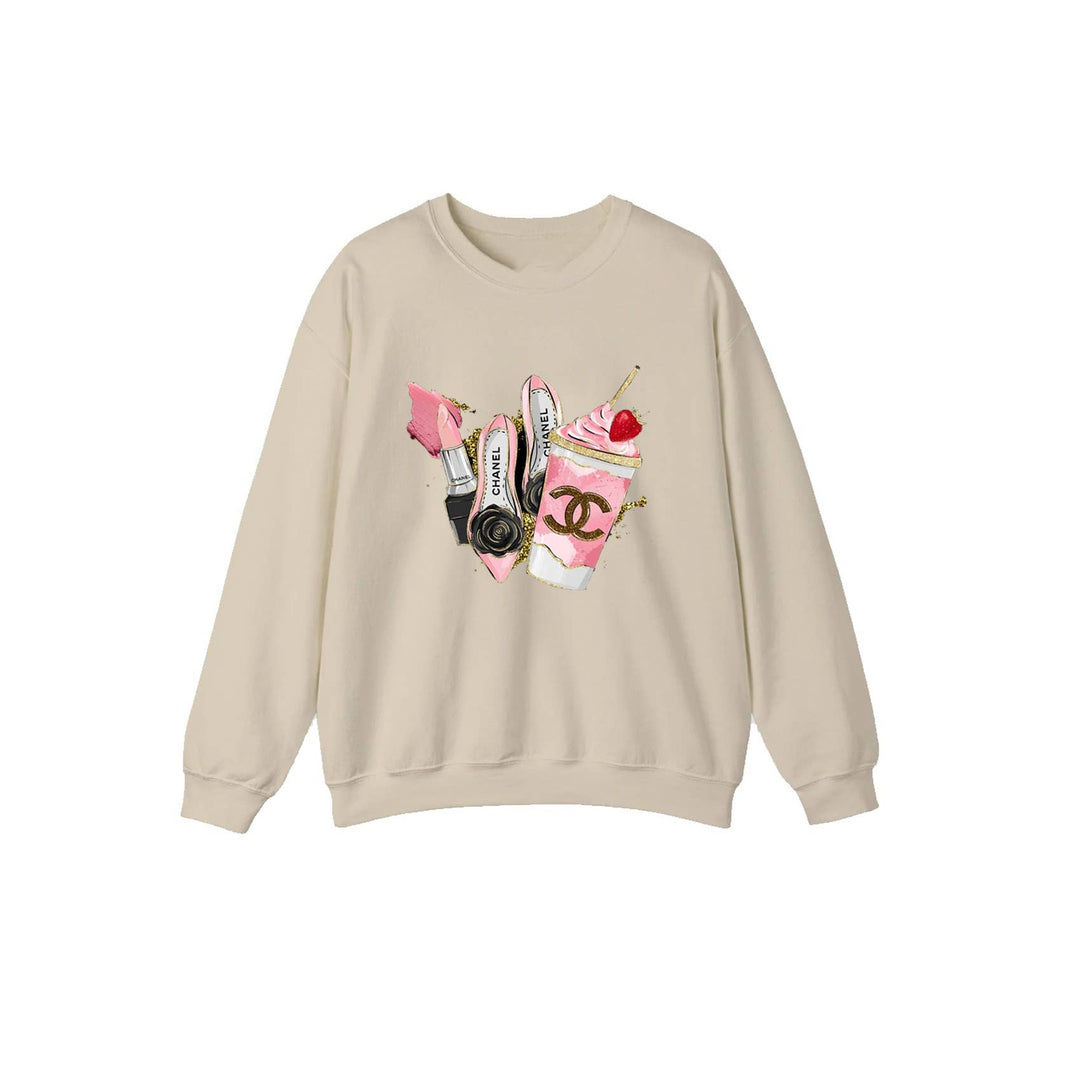 HUC-L4643 FASHION SHOSE GRAPHIC SWEATSHIRT: BLACK / M