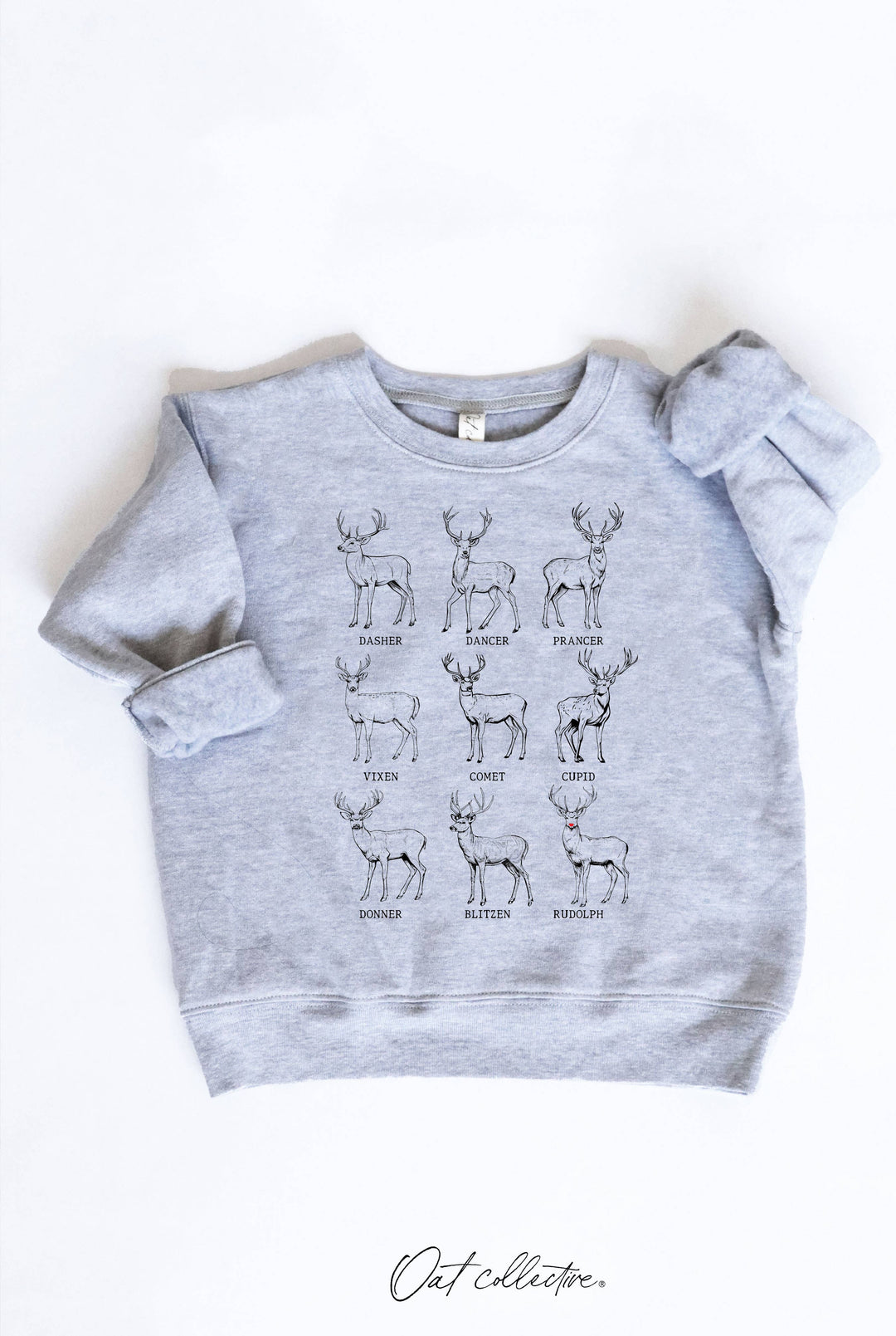 SANTA'S REINDEER Toddler Graphic Sweatshirt: HEATHER FOREST / 2T