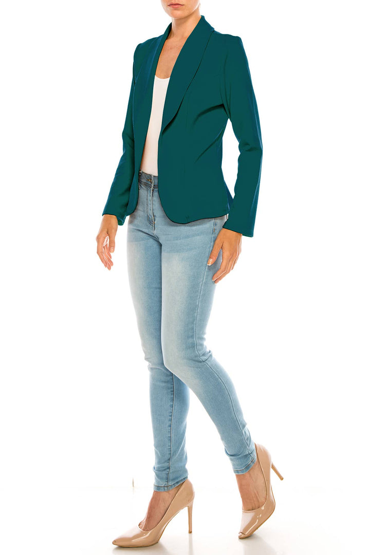 Women's Casual Office Work Long Sleeve Open Front Blazer: White / Small