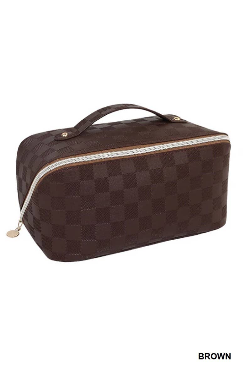 VEGAN LEATHER MAKEUP BAG SOLID BAG: BLACK-165452 / OS