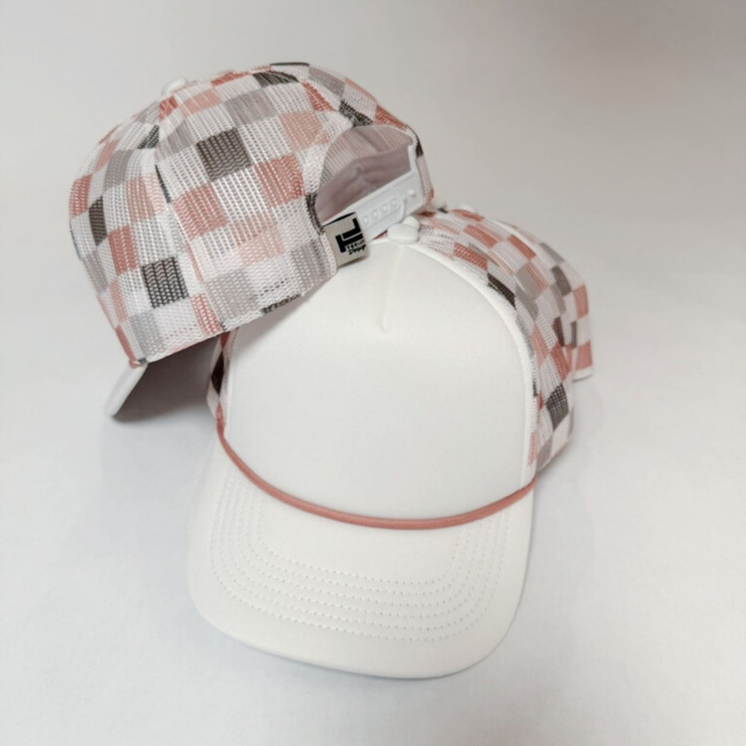TRUCKER HAT BLANK - Neutral Multicolored Checkered