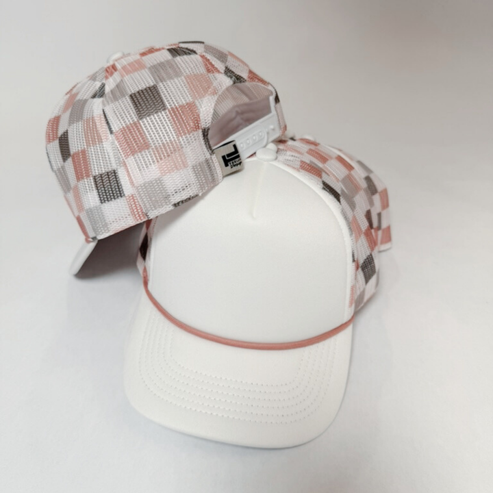 TRUCKER HAT BLANK - Neutral Multicolored Checkered