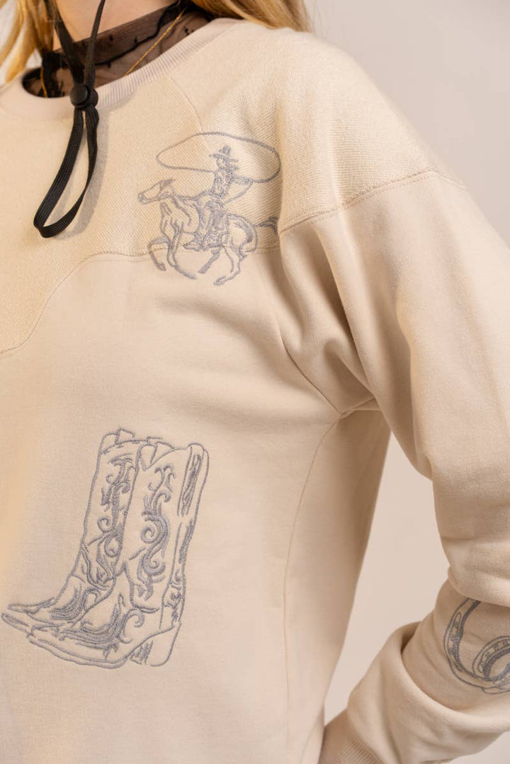 Western Yoke Cowboy Boots Sweatshirt
