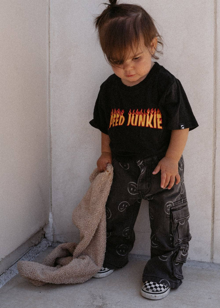 Smiley Face Baggy Jeans Black: 3T