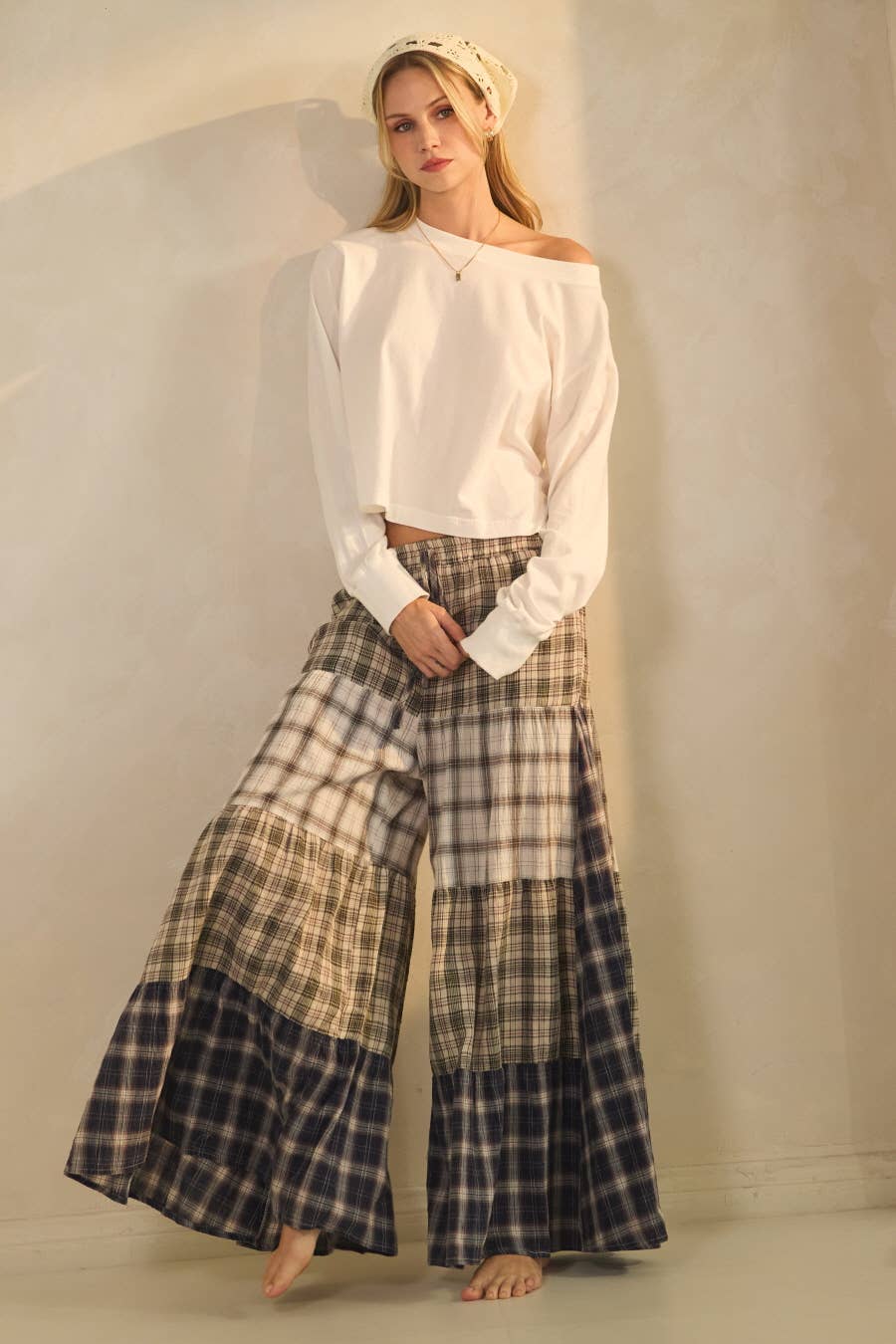 Relaxed Patchwork Pants Blue