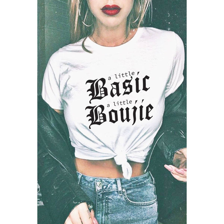 BASIC BOUJIE GRAPHIC WOMEN T-SHIT TOP: BLUSH / L