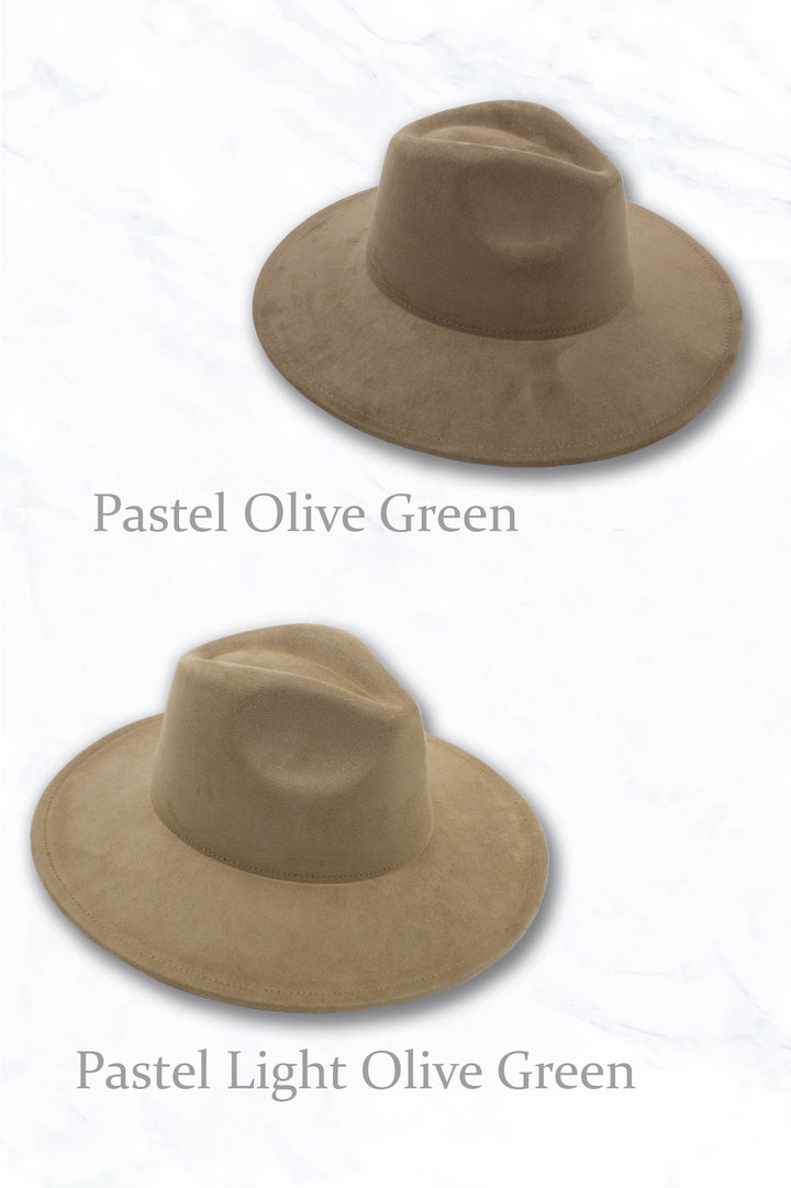 Suede Large Eaves Peach Top Fedora Hat: Stone Grey
