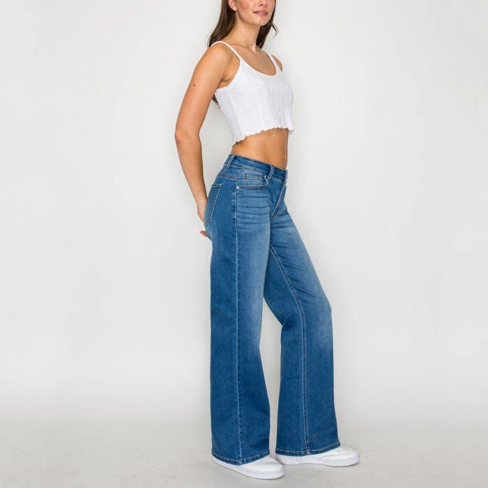 LOW RISE BASIC 22 INCH WIDE LEG JEAN: DARK / 0-1-3-5-7-9-11-13(1-1-2-2-3-2-2-2)