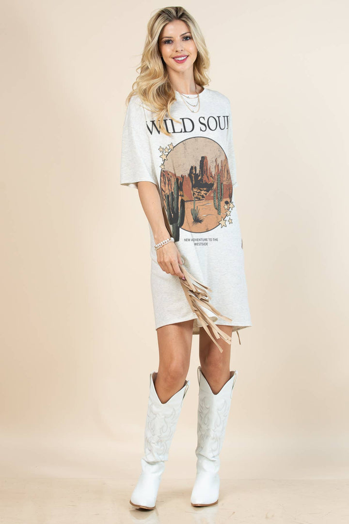 Gaia Western Wild Soul Print T Shirt Dress