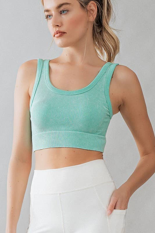 Mineral Wash Ribbed Scoop Neck Crop Tank Top: HAZEL / S-2/M-2/L-2