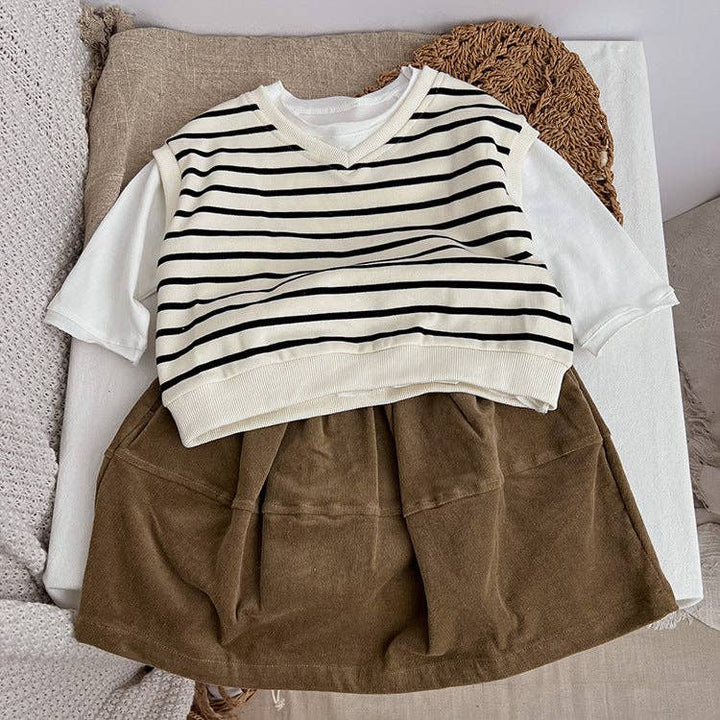 Baby Solid Color Corduroy Fabric Casual Lantern Skirt: Coffee / 100 (2-3Y)
