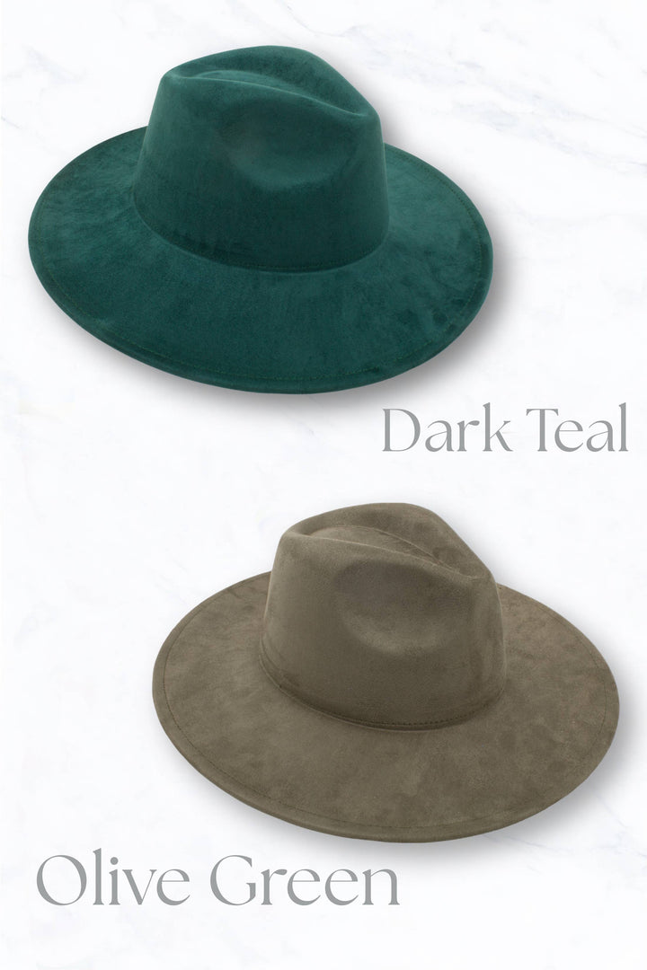 Suede Large Eaves Peach Top Fedora Hat: Stone Grey