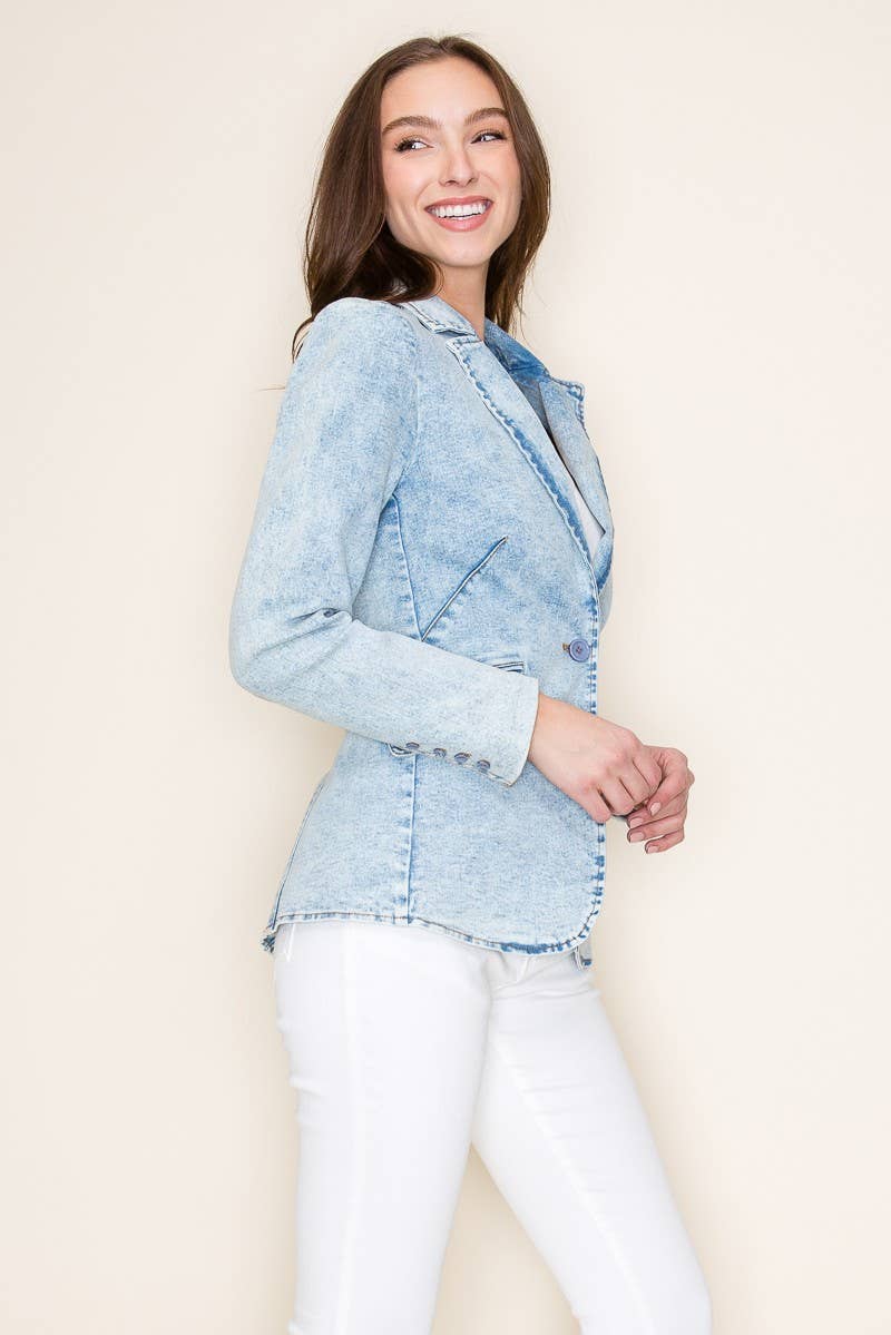 PREMIUM STRUCTURED LINED DENIM BLAZER