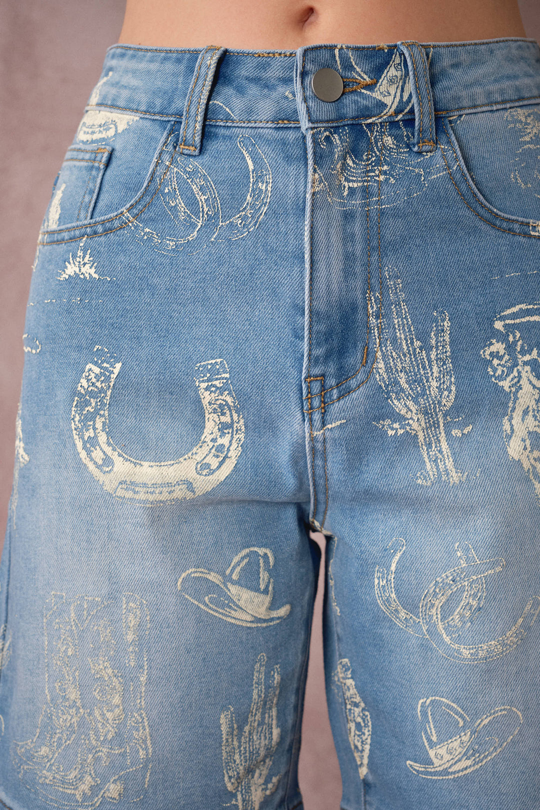 Western Print Bermuda Shorts